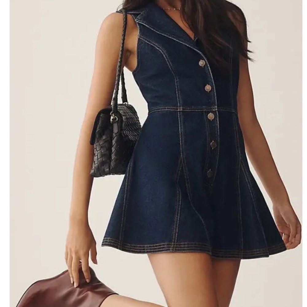 Anthropologie Letmebe Denim Romper